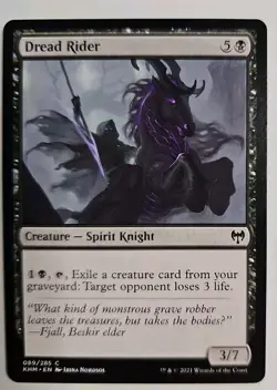 MTG Magic The Gathering Card Dread Rider Creature Spirit Knight Black Kaldheim - Image 1