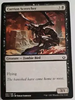 MTG Magic The Gathering Card Carrion Screecher Creature Zombie Bird Black HOU - Image 1