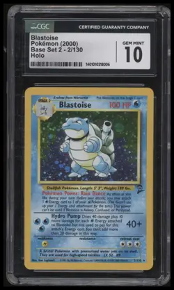 Pokemon Blastoise Base Set 2 Holo Rare #2 CGC 10 Gem Mint - Image 1