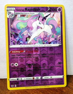 POKEMON GALARIAN RAPIDASH 082/202 REVERSE HOLO RARE SWORD & SHIELD NM NEAR MINT - Image 1