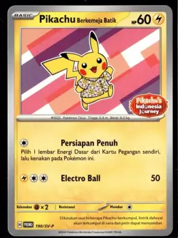 PIKACHU BERKEMEJA BATIK 190/SV-P POKEMON PROMO (NON HOLO INDONESIAN SEALED, NM) - Image 1