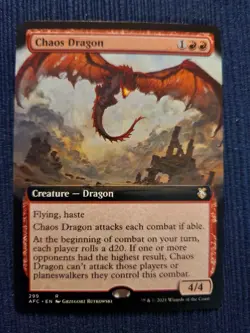 Chaos Dragon NM EXTENDED ART Commander: Forgotten Realms MTG FREE SHIPPING - Image 1