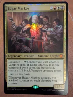 MTG OVERSIZED NM Edgar Markov Vampire Commander 2017 Card Foil Magic Gathering - Image 1