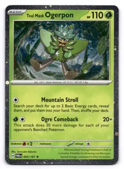 Teal Mask Ogerpon NM Cosmos Holo Twilight Masquerade 024/167 Pokemon TCG - Image 1