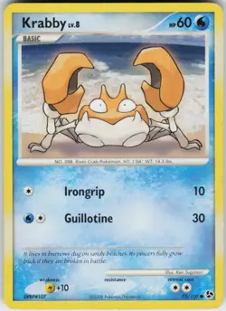 Pokemon TCG Krabby 75/106 Great Encounters Common card Normal HP - Image 1