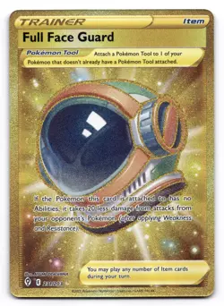Full Face Guard NM GOLD Evolving Skies 231/203 Pokemon TCG Holo - Image 1