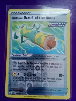 Pokemon Scroll of the Skies 151/198 Reverse Holo Rapid Strike Card - Image 1