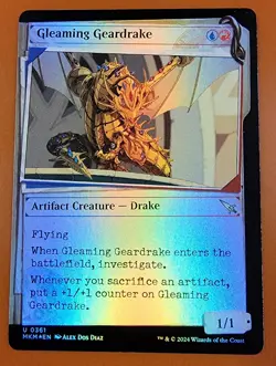 1x Gleaming Geardrake | FOIL Showcase | Murders at Karlov Manor | MTG Magic - Image 1