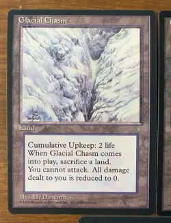 Vintage 1995 MTG - Magic the Gathering Glacial Chasm X3 Ice Age NM NP Rare Land - Image 2