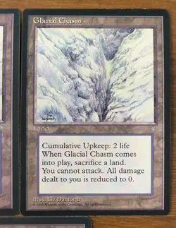 Vintage 1995 MTG - Magic the Gathering Glacial Chasm X3 Ice Age NM NP Rare Land - Image 3