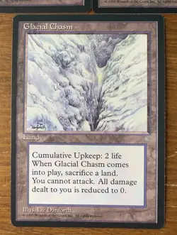 Vintage 1995 MTG - Magic the Gathering Glacial Chasm X3 Ice Age NM NP Rare Land - Image 4