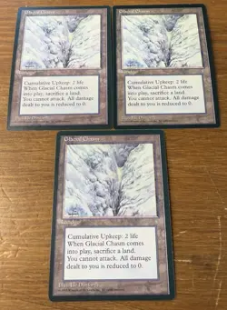 Vintage 1995 MTG - Magic the Gathering Glacial Chasm X3 Ice Age NM NP Rare Land - Image 5