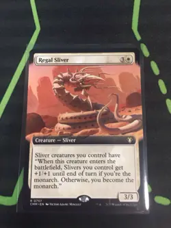 MTG Magic The Gathering Regal Sliver CMM Rare Ext Art White Commander - Image 1