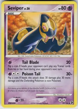 Pokemon TCG Seviper 52/106 Great Encounters Uncommon card Normal HP - Image 1