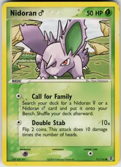 Pokemon TCG Nidoran M 71/112 FireRed & LeafGreen Common card Normal HP - Image 1