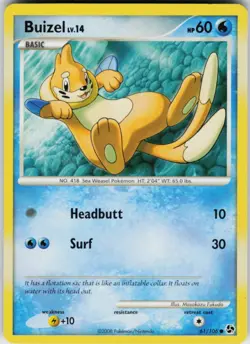 Pokemon TCG Buizel 61/106 Great Encounters Common card Normal HP - Image 1
