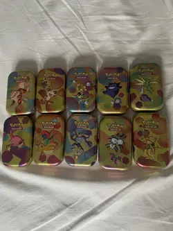 Pokemon TCG Scarlet & Violet 151 Set: All 10 EMPTY Mini Tin Artworks & Coins - Image 1
