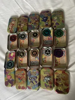 Pokemon TCG Scarlet & Violet 151 Set: All 10 EMPTY Mini Tin Artworks & Coins - Image 2