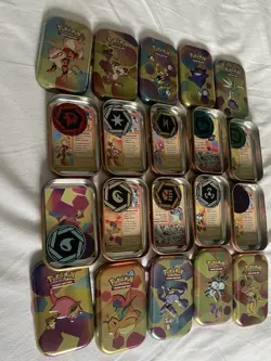 Pokemon TCG Scarlet & Violet 151 Set: All 10 EMPTY Mini Tin Artworks & Coins - Image 3