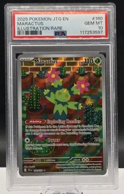 2025 Pokemon JTG EN Maractus 160/159 Illustration Rare PSA 10 - Image 1