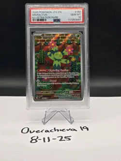 2025 Pokemon JTG EN Maractus 160/159 Illustration Rare PSA 10 - Image 2