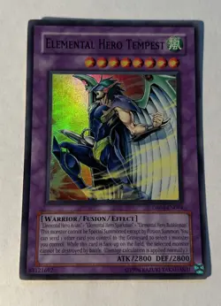 YuGiOh! Elemental Hero Tempest DR04-EN094 Super Rare Holo LP - Image 1