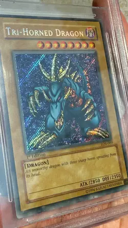 2002 YuGiOh Tri-Horned Dragon 1st Edition Secret LOB-000 BGS 8.5 PSA NA English - Image 3