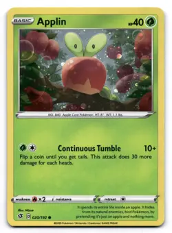 Applin LP Cosmos Holo Rebel Clash 020/192 Pokemon TCG Holo - Image 1