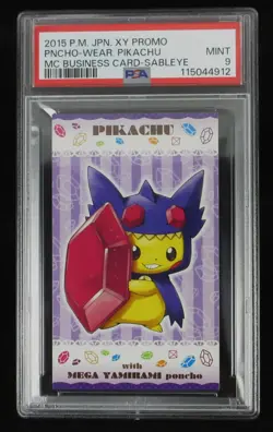 PSA 9 Pokemon Card Poncho Pikachu Mega Sableye Japanese Business XY Promo 2015 - Image 1