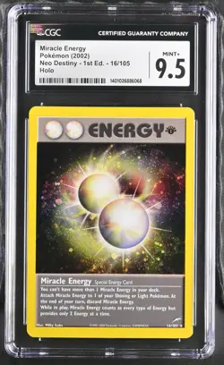 CGC 9.5 Miracle Energy Neo Destiny 1st Edition 16/105 Holo SWIRL Pokemon Card - Image 1