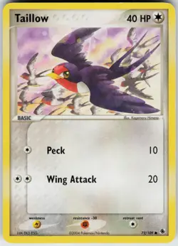 Pokemon TCG Taillow 72/109 Ruby and Sapphire Common card Normal LP - Image 1