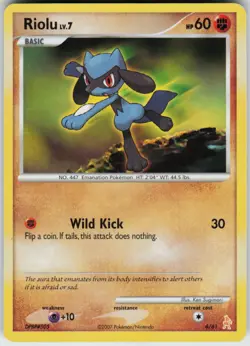 Pokemon TCG Riolu 6/12 DP Trainer Kit: Manaphy & Lucario Common card Normal LP - Image 1