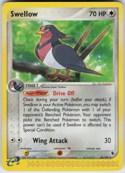 Pokemon TCG Swellow 46/109 Ruby and Sapphire Uncommon card Normal LP - Image 1