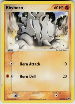 Pokemon TCG Rhyhorn 62/106 Emerald Common card Normal LP - Image 1