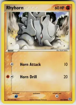 Pokemon TCG Rhyhorn 62/106 Emerald Common card Normal LP - Image 1
