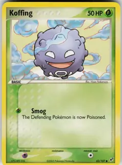 Pokemon TCG Koffing 62/107 Deoxys Common card Normal LP - Image 1
