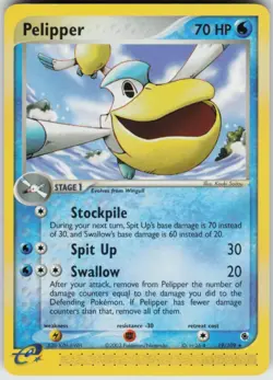 Pokemon TCG Pelipper 19/109 Ruby and Sapphire Rare card Normal LP - Image 1