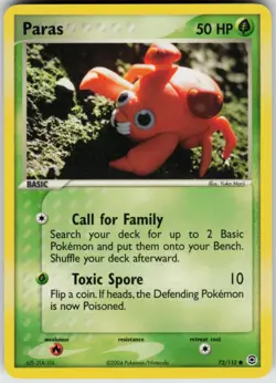 Pokemon TCG Paras 72/112 FireRed & LeafGreen Common card Normal LP - Image 1