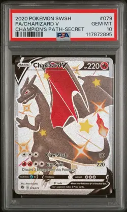 Charizard V Secret Rare - 079/073 - Champions Path Pokemon Card - PSA 10 - Image 1