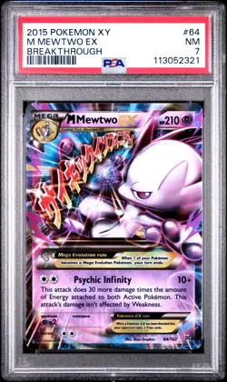 2015 POKEMON XY BREAKTHROUGH M MEWTWO EX #64 PSA 7 NM #113052321 - Image 1