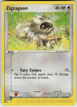 Pokemon TCG Zigzagoon 79/109 Ruby and Sapphire Common card Normal LP - Image 1