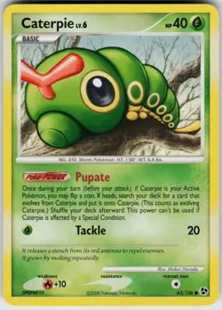 Pokemon TCG Caterpie 63/106 Great Encounters Common card Normal LP - Image 1