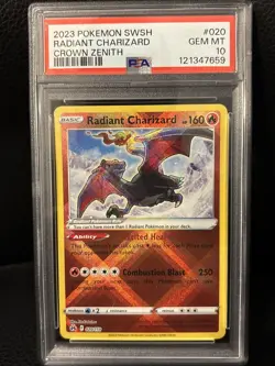 Pokemon TCG Radiant Charizard 020/159 PSA 10 Gem Mint Crown Zenith - Image 1