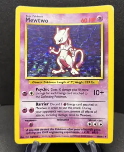 Pokemon TCG Mewtwo Base Set 10/102 Holo 1999-2000 Wizards Base Set MP - Image 1