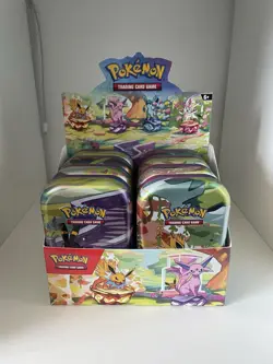 Prismatic Evolutions Empty Mini Tin Complete Set Of 8 - Display, Coins & Picture - Image 1