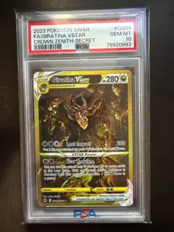 2023 Pokemon Giratina VSTAR GG69/GG70 Gold Alt Art Crown Zenith PSA 10 GEM MINT - Image 1
