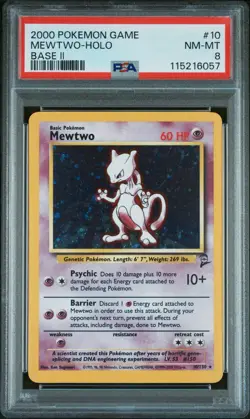 PSA 8 2000 Pokemon Base Set 2 Mewtwo #10 English Holo 10/130 - Image 3