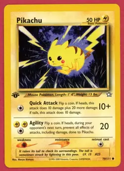 Pikachu Pokemon Neo Genesis 1st Edition Common Non Holo - NM - Image 1