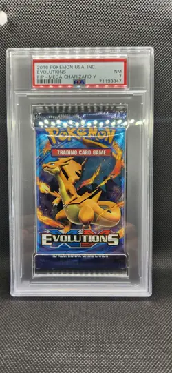 2016 Pokemon TCG - XY Evolutions Booster Pack - Mega Charizard Y Art - PSA 7 - Image 1
