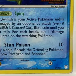 Reverse-Holo Pokemon QWILFISH Card EX TEAM ROCKET RETURNS Set 27/109 Rare LP/MP - Image 5